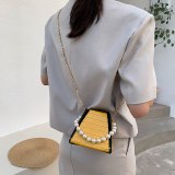 Fashion Stone Pattern Women Pearl Chain Flap Retro Messenger Bags 50-323344