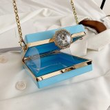 Women Chain Pink Blue Crystal Evening Clutch Bags 50-184253