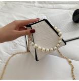 Fashion Stone Pattern Women Pearl Chain Flap Retro Messenger Bags 50-323344