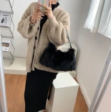 Fashion Winter Patchwork Fur Shoulder Plush Handbags 62-204859