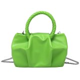 Women's Solid Color Pleated Small Totes With Woven Handle Handbags 11-8639410