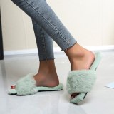 Women Fashion Faux Fur Flip Plush Slippers YM-131627