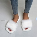 Women Fashion Faux Fur Flip Plush Slippers YM-131627