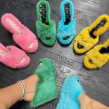 Women Faux Fur Drag Outdoor All-Match Round Slippers