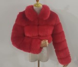 Women's Faux Fox Fur Stitching Coats 014758
