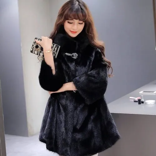 Women Winter Thick Warm Whole Mink Fur Coats