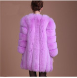Autumn Winter Faux Fox Fur Middle Long Coats 006172