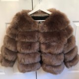 Women's Short Faux Fox Fur Fashion Stitching Jacket Coats