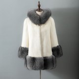 Women Thick Warm Faux Mink Fur Long Hooded Jackets Coat 001425