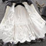 Women Winter Faux Fur Plush Long Sleeve Hooded Button Jacket Coats 004253