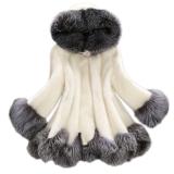 Women Winter Faux Fur Plush Long Sleeve Hooded Button Jacket Coats 004253