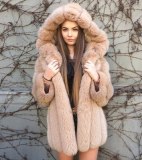 Women Hooded Winter Pockets Faux Fur Jacket Fleece Coats 0059610