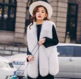 Women Winter Faux Fur Medium Long Vest Coats 00415