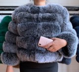 Women's Short Faux Fox Fur Fashion Stitching Jacket Coats