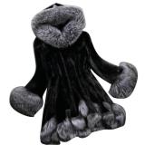Women Winter Faux Fur Plush Long Sleeve Hooded Button Jacket Coats 004253