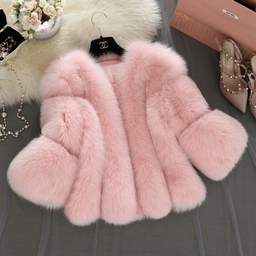 Fashion Women Winter New Faux Fur Short Thick Coats and Jackets 001829