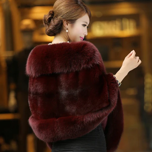 Fashion Faux Mink Fur Cloak Fox Fur Fur Shawl Short Coats 007485