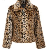 New Faux Fur Women's Lapel Coat Leopard Fur Coat 002738