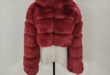 Women Faux Fox Fur Coat Faux Rabbit Fur Collar Warm Coats 00014556