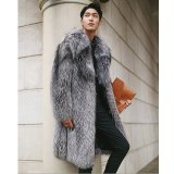Men Imitation Fox Fur Long Large Code Jacket Coats 004152