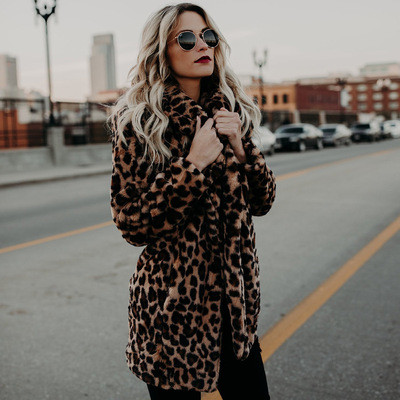 Women's Leopard Pattern Faux Fur Coats 001728