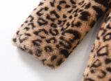 Women Winter New Leopard Print Long Faux Fur Jacket Coats 001324