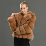 Women Faux Fox Fur Short Jackets Coats 0021425