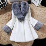 Women New Fashion Winter Faux Mink Fur Mid-Length With Fox Collar Coats 0049510