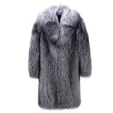 Men Imitation Fox Fur Long Large Code Jacket Coats 004152