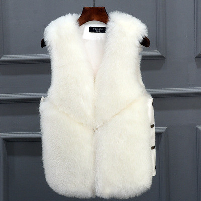 Women Faux Fox Fur Short Vest Coats 003142