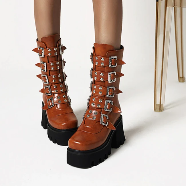 Women's Buckle Strap Fashion Short Boots YM-02637