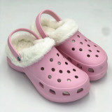 Autumn and Winter Cartoon Fleece-Lined Plush Warm Hole Shoes
