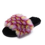 Women Summer Short Plush Fur Slippers Flats Outdoor Slides YM-553243