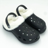 Autumn and Winter Cartoon Fleece-Lined Plush Warm Hole Shoes