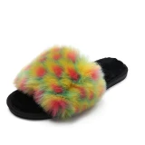 Women Summer Short Plush Fur Slippers Flats Outdoor Slides YM-553243
