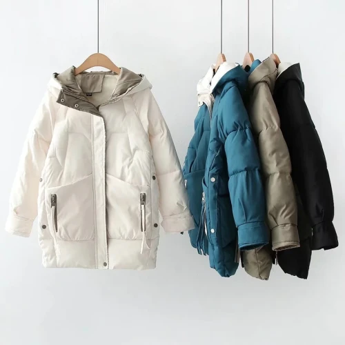 Women Hooded Down Cotton Jacket Winter Long Warm Parkas Bubble Coats