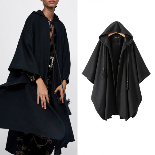 Hooded cape woolen coat New women's coats for autumn and winter GLC3206-97989Z924D