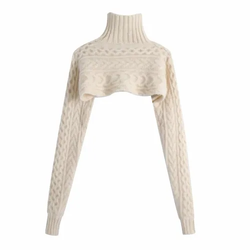 Women Fashion Chic Criss-Cross Cropped Sweater