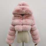 Winter Women Fashion Real Fox Fur Hooded Coats JFB1-2106576