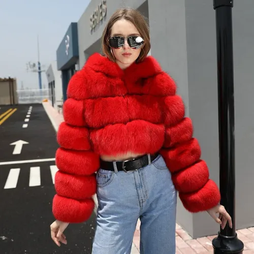 Winter Women Fashion Real Fox Fur Hooded Coats JFB1-2106576