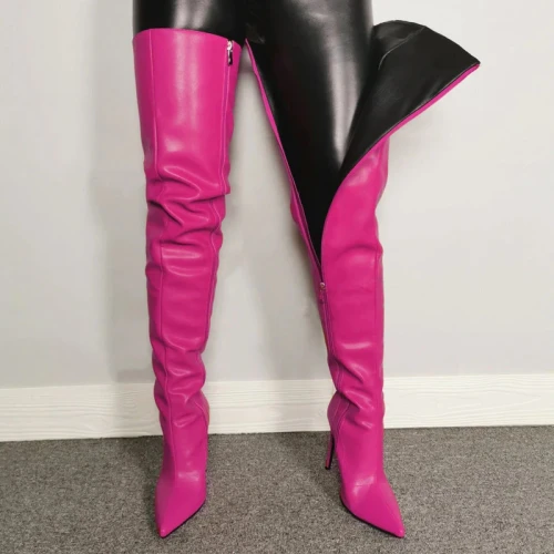 New Women's Over-The-Knee PU Leather Boots High Heels YDA08596A1