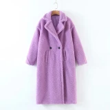 Autumn Winter Women Fashion Chic Purple Teddy Coats