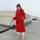 Women Thick Winter Warm Long Faux Fur Double Breasted Coats 20212-56