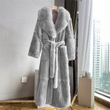 Women's Mid-Length Faux Fur Winter Fashion Loose Belt Long Sleeve Thick Warm Coats A3041#