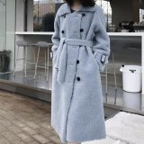 Women Thick Winter Warm Long Faux Fur Double Breasted Coats 20212-56