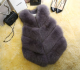 Women Fashion Faux Fox Fur Mid-Length Vest Coats 1819210