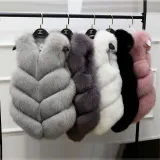 Women Fashion Faux Fox Fur Mid-Length Vest Coats 1819210