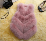 Women Fashion Faux Fox Fur Mid-Length Vest Coats 1819210