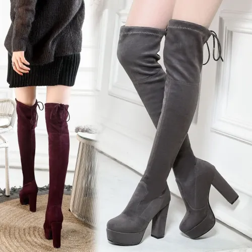 Fashion Women Over the Knee Faux Suede Thigh High Boots S-43849