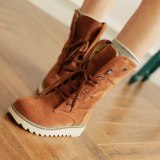 Women Winter Warm Lace Up Fur Ankle Snow Boots 20170320gy298109